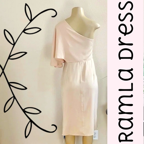 **SOLD** NWT baby pink, satin, cold shoulder dress! - Picture 2 of 8